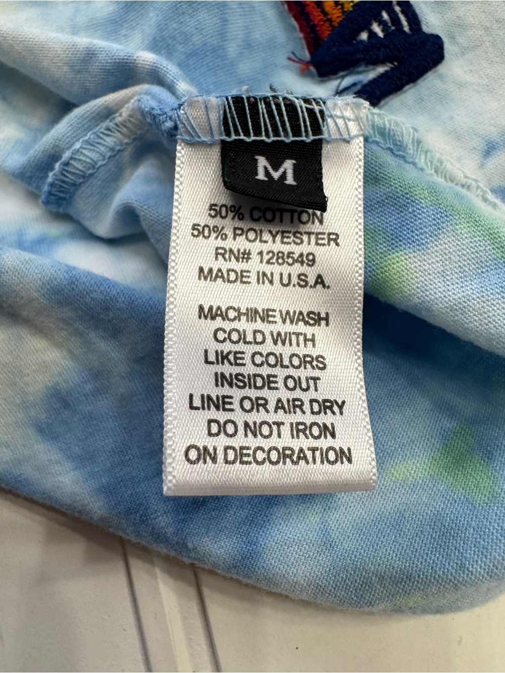 Aviator Nation Women Sz M Blue Green Tie Dye Rainbow Embroidered Cropped T Shirt - Picture 6 of 8